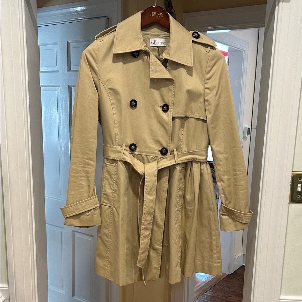 RED Valentino Tan Double-Breasted Trench Coat